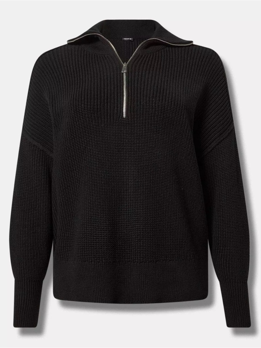torrid Black Zip-Front Chunky Knit Sweater